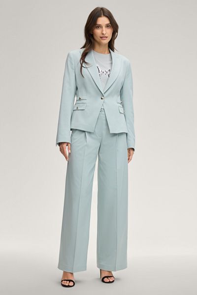 Perle Marlene Hose hellblau hohe Taille weites Bein