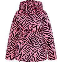Gesteppte Jacke mit Zebra-Print und Gürtel