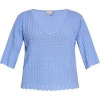Strukturierter Strickpullover mit V-Ausschnitt