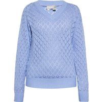 Strukturierter Strickpullover mit V-Ausschnitt