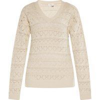 Strickpullover mit Lochmuster und V-Ausschnitt