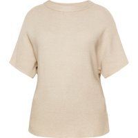 Beige Rippstrick Kurzarmpullover