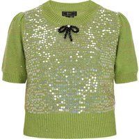 Strickoberteil mit Pailletten und Schleife