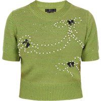 Strickoberteil mit Pailletten und Schleife