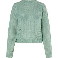 Gerippter Strickpullover mit Lochmuster