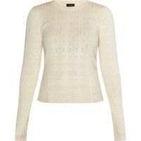Eleganter cremefarbener Lochstrick-Pullover