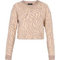 Kurz geschnittener Strickpullover mit Animal-Print
