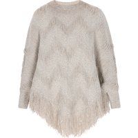 Poncho mit Fransen-Saum, lockere Passform