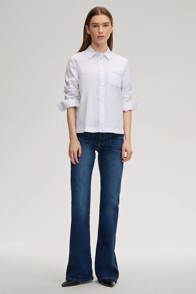 JOOP! Bella Weißes Baumwollmischung Klassisches Button-Down-Hemd