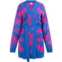 IZIA offener Strick Cardigan Damen blau rosa