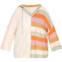 Übergroßer Patchwork-Streifen-Hoodie-Pullover