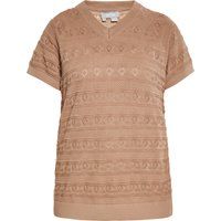 Kurzarmshirt mit V-Ausschnitt und Strukturstrick