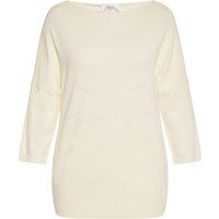 Cremefarbener Strickpullover mit U-Boot-Ausschnitt