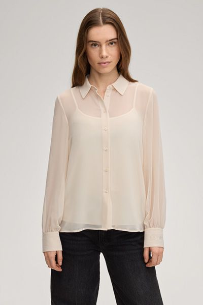 Marc Cain Brisa Chiffon Bluse in Creme mit integriertem Top
