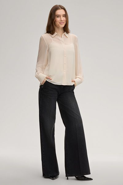 Marc Cain Brisa Chiffon Bluse in Creme mit integriertem Top