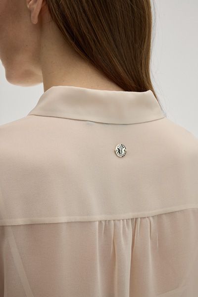 Marc Cain Brisa Chiffon Bluse in Creme mit integriertem Top