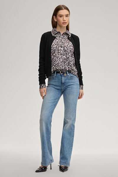 Someday Bliss Bluse in Hellblau-Braun Leo-Muster