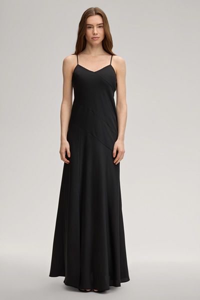 Satin Slip-Kleid Delci in Schwarz mit verstellbaren Trägern