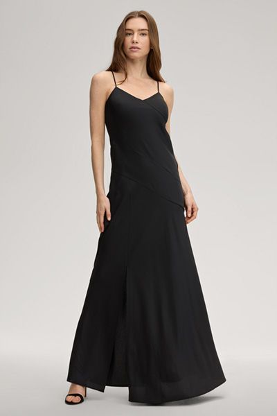 Satin Slip-Kleid Delci in Schwarz mit verstellbaren Trägern