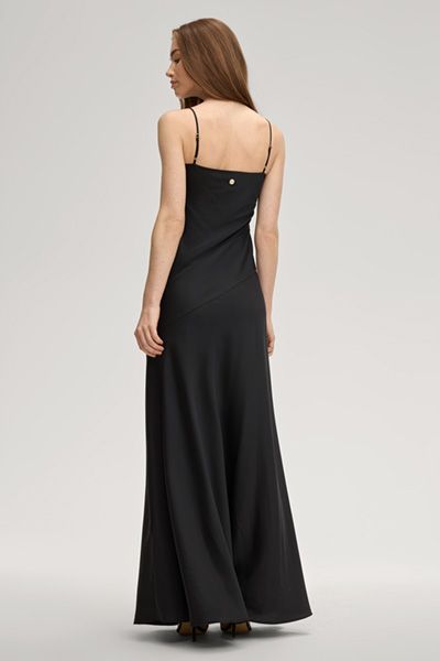 Satin Slip-Kleid Delci in Schwarz mit verstellbaren Trägern