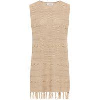 Ärmelloses Strickkleid mit Fransen