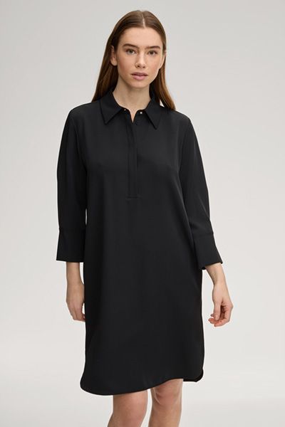 Daje Schwarzes Midi-Hemdkleid mit Dreiviertelärmeln