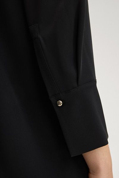 Daje Schwarzes Midi-Hemdkleid mit Dreiviertelärmeln