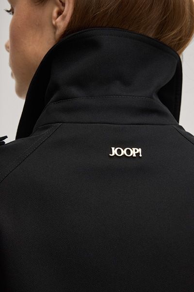 JOOP! Schwarzer, kurz geschnittener, zweireihiger Trenchcoat mit Gürtel