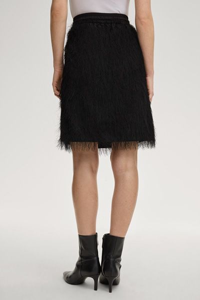 Marc Cain Rock Sage Schwarzer Fransen Bleistiftrock mit Kordelzug