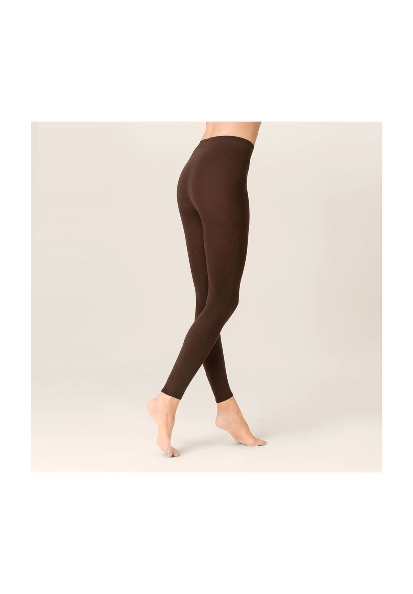 Einfarbige, braune Leggings mit hohem Bund