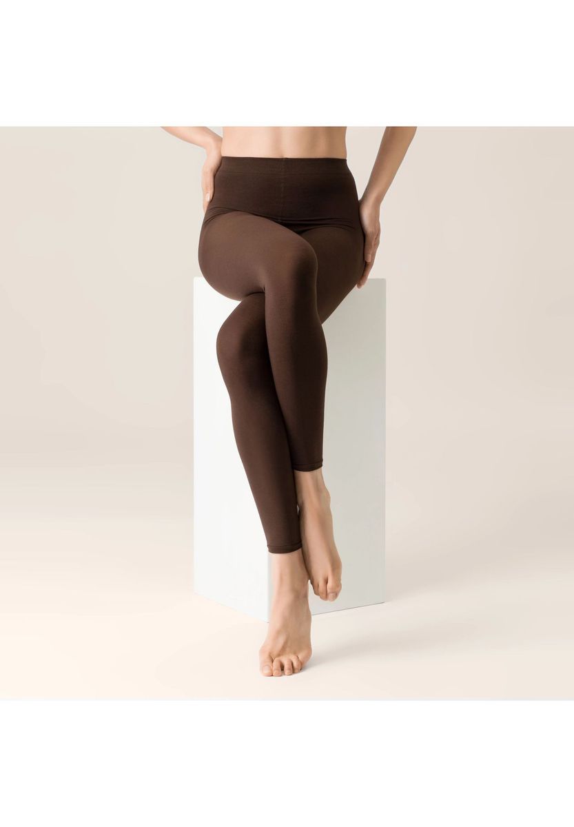 Einfarbige, braune Leggings mit hohem Bund