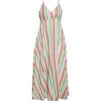 Gestreiftes V-Ausschnitt-Maxi-Sommerkleid