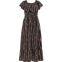 Maxikleid mit Kettenmuster und Carmenausschnitt