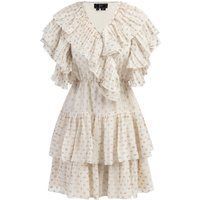 Gerüschtes Minikleid mit Metallic-Punkten