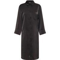 Damen Hemdkleid aus schwarzem Satin