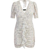 Faina Drapiertes Kleid Damen Wollweiß Mehrfarbig