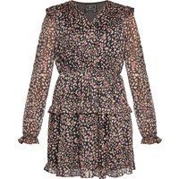 Mini-Kleid mit Rüschen und Animal-Print
