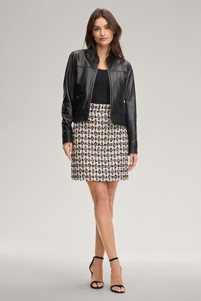 Scara Tweed Rock Creme Schwarz Kariert A-Linie Mini Länge