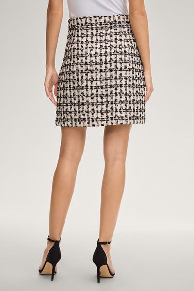Scara Tweed Rock Creme Schwarz Kariert A-Linie Mini Länge