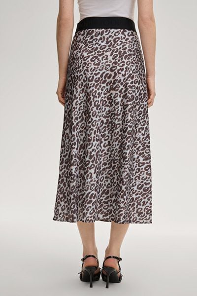 Joop! Satin-Midirock mit Leopardenmuster und Logo-Bund