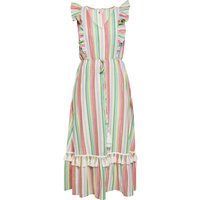 Gestreiftes Midikleid mit Rüschenbesatz