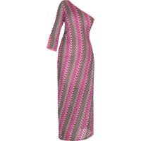 Gestreiftes Midikleid mit Rüschenbesatz