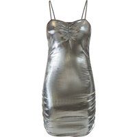 Metallisch gerafftes Mini-Partykleid