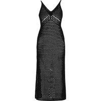 Gehäkeltes Midikleid mit Schlitzen