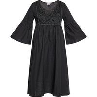Schwarzes Midikleid mit Spitzendetails