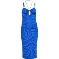 Gerafftes, figurbetontes Midikleid mit Kette