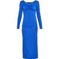 Gerafftes, figurbetontes Midikleid mit Kette