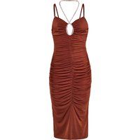 Gerafftes Bodycon-Midikleid mit Ketten