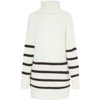 Gestreifter Rollkragenpullover mit Grobstrick