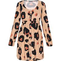 Mini-Kleid mit Leopardenmuster und Knopfleiste